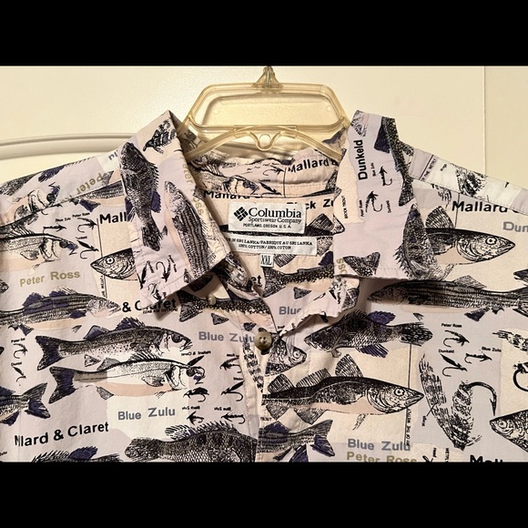 Mens Columbia collared print shirt 2x XXL fish design - Picture 2 of 3